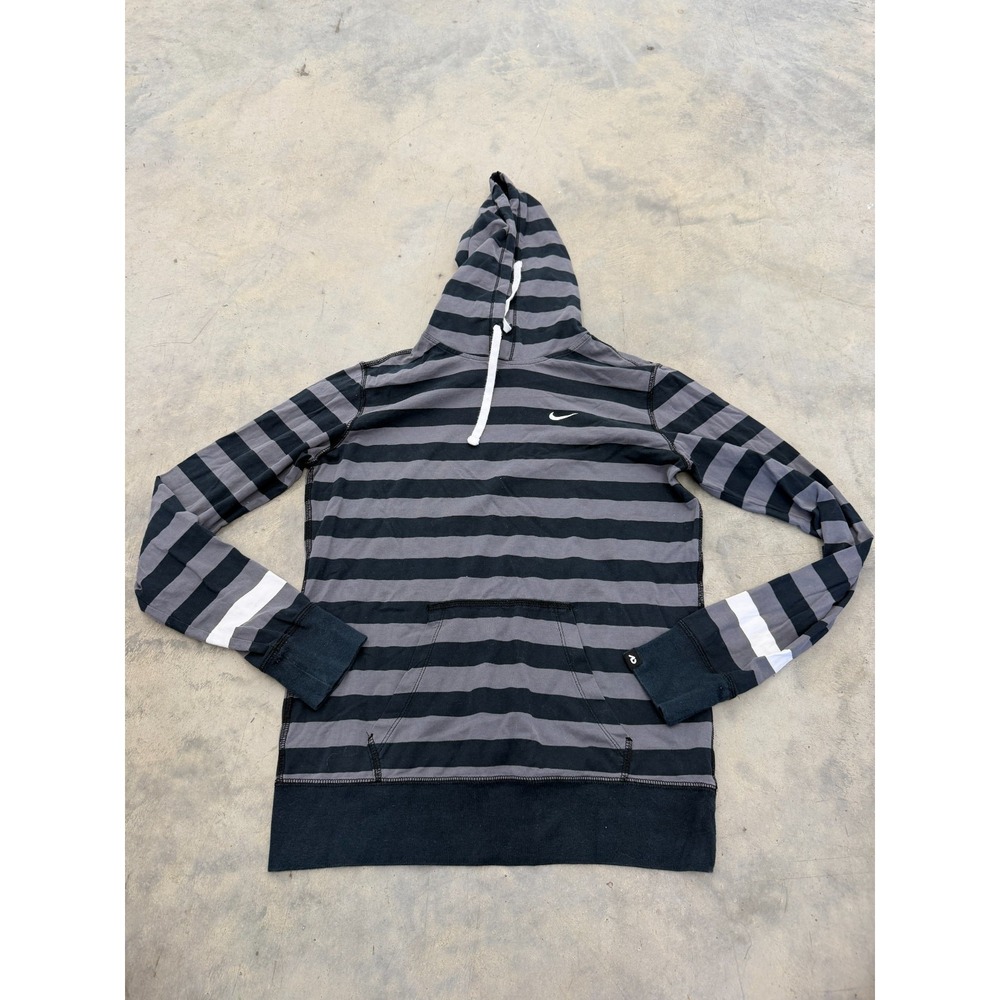 Nike The Athletic Dept Hoodie Unisex Large Black Gray Stripes Swoosh Embroidered